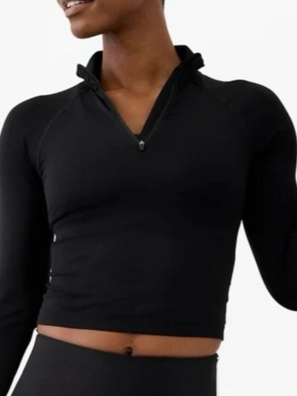 NWT Athleta Black Momentum Seamless Crop Half Zip size L
